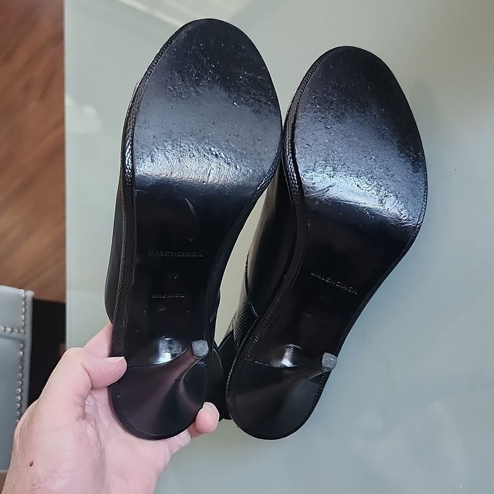 Balenciaga Leather Slingback Peep Toe Chic Y2K Heels Size 40 - Picture 10 of 12